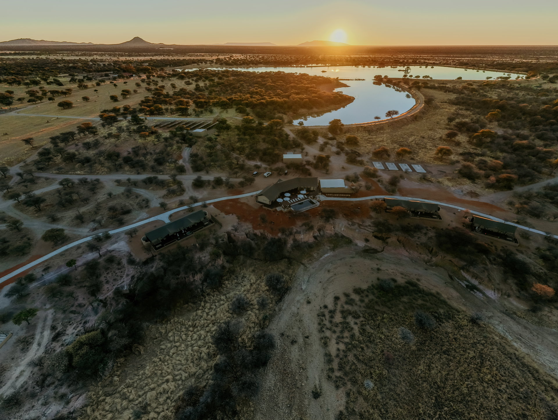 The Otjiwa reserve from the air at sunset