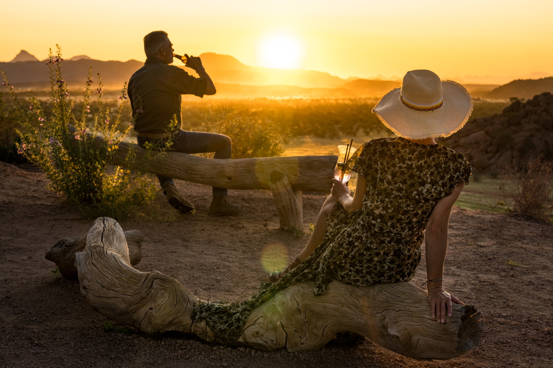 Sundowners on the rocks at Camp Kipwe